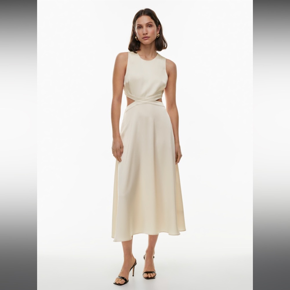 Babaton Cella Satin Dress matte pearl NWT size Small s sm